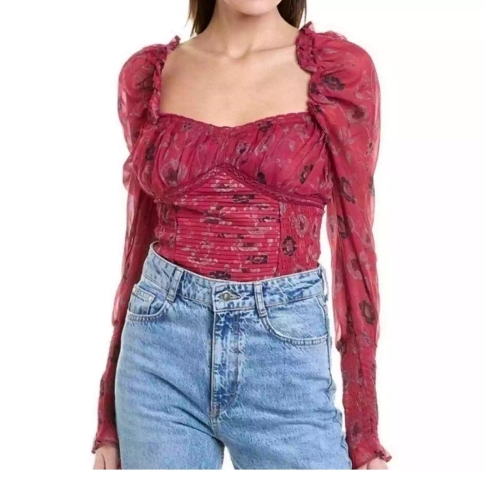 Free People Brunch Date Floral Combo Bodysuit Size XS